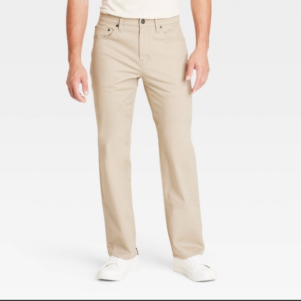 NWT Men's Straight Fit 5 pocket Pants  - Goodfellow & Co,  Size 32x34-Khaki